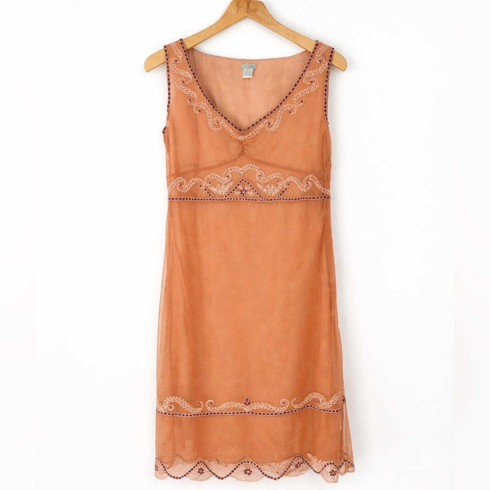Anthropologie Odille Embroidered Mesh Overlay Dress – Size 10